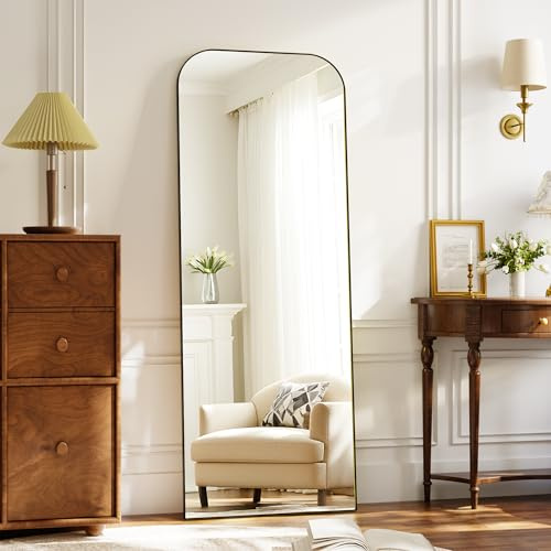 ZENOMIRRIS Full Length Mirror 56x21 - Black Aluminum Alloy Frame Standing Full Body Mirror with Stand, Tall Floor Mirror for Bedroom & Living Room, Wall & Floor Mirror, Modern Mirror Decor