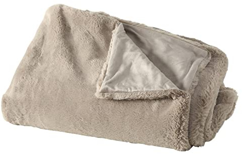 Boltze Decke Storan (Größe 150x200 cm, Farbe beige, Kuscheldecke aus Polyester, ideal für kalte Winterabende, Fell-Optik) 1015378