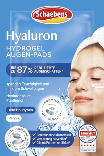 Schaebens Hyaluron Hydrogel Augen-Pads spenden Feuchtigkeit und mindern Augenringe mit Hyaluronsäure und Panthenol für alle Hauttypen vegan
