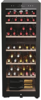 Haier HWS77GDAU1(UK) Freestanding Wine Cooler, 1 door, 77 Bottles, 127cm Tall, Black [Energy Class G]