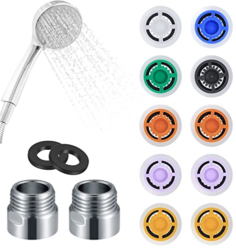 14er Set Brause Durchflußbegrenzer, Dusche Wassersparer, Wassereinsparung Wassersparender, Duschwassersparer für Duschkopf Stromverringerungs Begrenzer mit 1/2 Gewinde, 4L/ 5L/ 6L/ 7L/ 8L/ 9L/ 12L