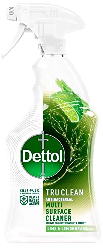 Dettol Tru Clean Multi Surface Spray Cleaner, Antibacterial, Lime and Lemongrass, 750ml PAck of 3
