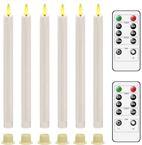 AiiBowy Led Kerzen [6er Set ] Flammenlose Kerze, 24 Stunden Timer Funktion mit Fernbedienung, Batteriebetriebene mit 3D Flamme, Led Fensterkerzen, LED Kerzen Home Deko Weihnachten Party, Elfenbeinweiß