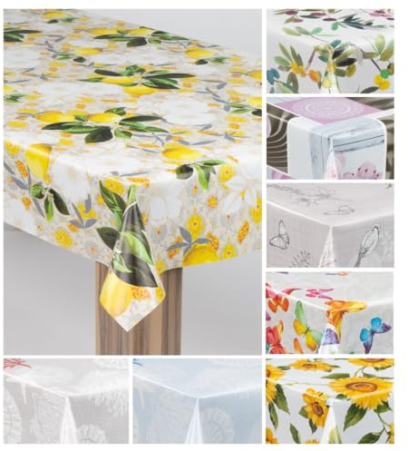 laro Wachstuch-Tischdecke Wachstischdecke Gartentischdecke, Muster:Zitruszauber Gelb Grün, Größe:100x200