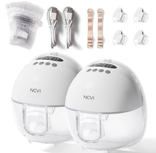 NCVI Elektrische Milchpumpe Tragbar Freihändig 19/21/24 mm Flansch (2Packs, Weiß)