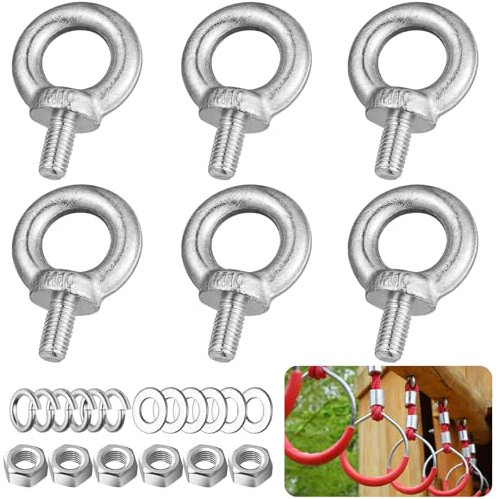 MirraSwit 6 bulloni a occhiello M10 con rondelle per dadi, bulloni ad occhiello per anello di sollevamento, bulloni ad occhiello, resistenti per sollevamento vivente e varie attrezzature di