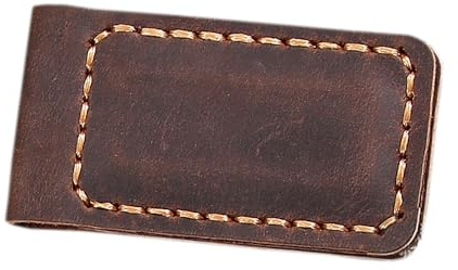 Rolianse Clip de dinero personalizado hecho a mano para hombres, texto personalizado del Reino Unido, abrazadera magnética de cuero simple para billetera de dinero, clips de dinero de cuero
