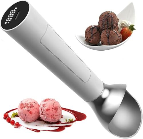 Heated Ice Cream Scoop Electric Ice Cream Scoops Best Rated, Rechargeable Icecream Scoop with LED Display, IP67 Waterproof, Professional Ice Cream Scoop, Easy Scooping Hard Ice Cream