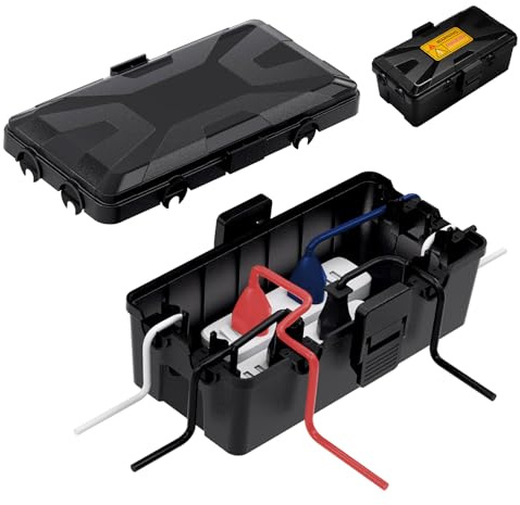 Kabelbox vattentät – utomhuskabel säker låda utomhus elbox IP54 26,1 x 15 x 9,4 cm, 6 kabel-/ingångar, väderbeständig kopplingsbox för att skydda eluttag, timer, ljuskedja (svart)