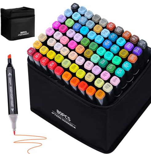 VIYSPNV Rotuladores Colores 80 Colores Marcadores Impermeabile Secado Rápido Alcohol Doble Punta para Bocetos, Cómics, Colorear, Ilustrar, Esbozar