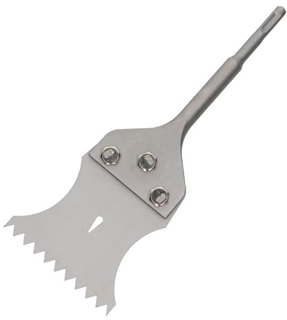 WERHE Scalpello dentato SDS Plus 100 mm, lunghezza 175 mm - Rimozione di intonaco/colla per piastrelle, scalpello raschietto/dentato per martello a percussione, lama di ricambio