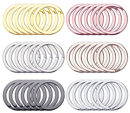 Sunmns Schlüsselringe, flach, Metall, zum Organisieren von Auto- und Haustürschlüsseln, zum Basteln, für Schlüsselbänder, 2,5 cm, 36 Stück