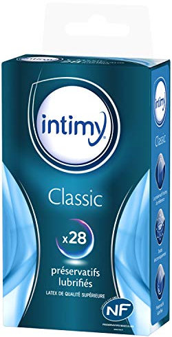 INTIMY - Préservatifs classic, x28 - Préservatifs Lubrifiés Avec Réservoir - Surface Lisse - Latex de Qualité Supérieure