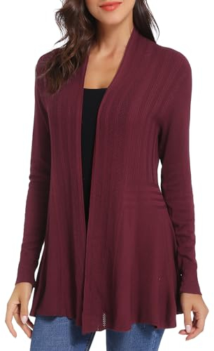 iClosam Strickjacke Damen Lang Cardigan Strickmantel Einfarbige Dünne Jacke Gestrickt Langarm Leicht Elegant Vorne Offen Sommer Strick Jacken