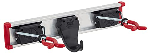 BRUNS Gerätehalter, 2 Halter mit 1 Haken und 0,3m Führungsschiene, hochwertige Leiste, Endkappen, Schrauben und Dübel, Gerätehalter Wand, Garten & Garage, Werkzeughalter & Gartengerätehalter