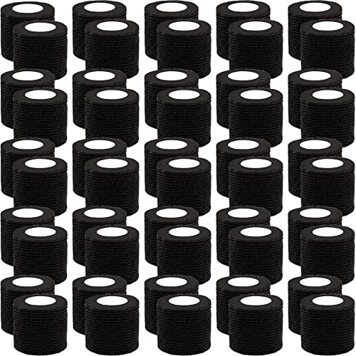 BQTQ 50 Rollen Selbsthaftende Bandage Haftbandage Selbstklebend Fixierverband Elastische Selbsthaftende Cohesive Bandage Haftbandage Verband (Schwarz, 5 cm x 4,5 m)