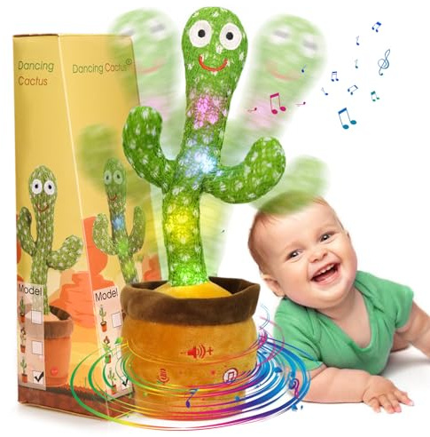 Emoin Dancing Talking Cactus Toy, Cactus Baby Toy Singing Children's Song, Mimicking Recording Repeating What You Say, Educational Interactive Baby Boys Girls Toys (Volume Adjustment)