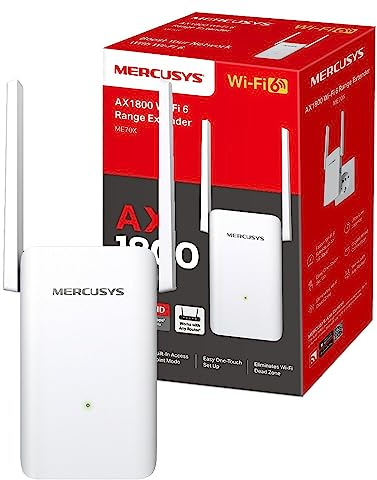 [Nuevo] MERCUSYS ME70X - Repetidor WiFi 6 AX1800, Amplificador WiFi Doble Banda, 1xPuerto Gigabit, Modo Punto Acceso, Indicador LED Inteligente, Botón WPS, Control Desde App