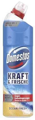 Domestos Kraft & Frische WC Gel Ocean Fresh Reinigungsmittel mit frischem Ocean-Duft für hygienische Sauberkeit 750 ml 1 Stück