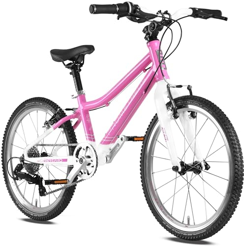 PROMETHEUS BICYCLES PRO Kinderfahrrad 20 Zoll Mädchen | Premium 20 Zoll Fahrrad Mädchen Pink Aluminium Super leicht ab 6 Jahre | 7 Gang Schaltung von Microshift | Rosa