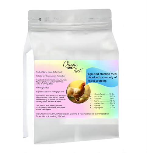 Classic Flock 15LB Hen Feed - a Hen Specific Feed Developed for the Health of hens and the Production of More and Better Eggs. 15LB Mixed Chicken Feed