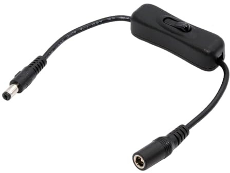 NFHK DC-kabel med på/av-strömbrytarknapp DC 5,5 x 2,1 mm hane till hona för DC 5 V skrivbord fläktkamera