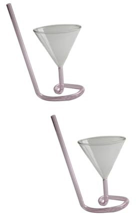 Amosfun 2 Pièces verre à cocktail avec paille coupe de vin de vampire verres à porto et sherry entonnoirs verre à cocktail originaux Verre à cocktail original coupe à vin en spirale rose