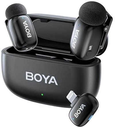BOYA BOYAMini Mini Microphone iPhone sans Fil, 100m, 2 Microphones lavaliers sans Fil pour Podcast Interview Live Stream Tiktok Enregistrement vidéo vlog