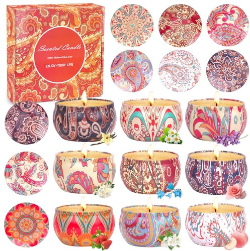 Bougie Parfumées pour Femme,Coffret Cadeau Femme,Coffret Bougies Parfuméese avec Couvercle pour Soulager le Stress,Cadeaux d'anniversaire pour Femmes, Cadeaux pour la Saint-Valentin