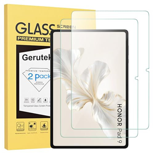 Gerutek [2 Piezas Protector Pantalla para Honor Pad 10 2025/Pad 9 2024 (12.1 Pulgadas), Dureza 9H, Ultra transparente, Antiarañazos, Antihuellas, Sin Burbujas, Cristal Templado para Honor Pad 10 12.1