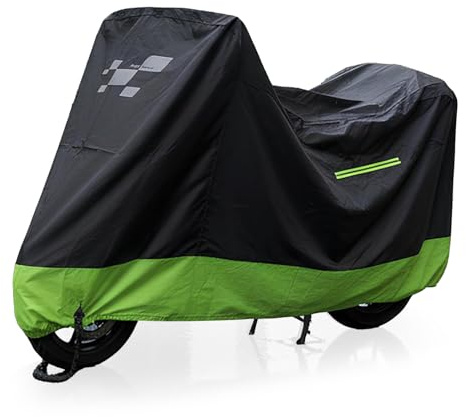 PERLETTI Telo Coprimoto Resistente all'Acqua da Interno - Copertura Moto Universale Tessuto Leggero Inserti Catarifrangenti - Protezione Raggi UV Umidità Fibbia Antivento con Custodia (280x110x140cm)