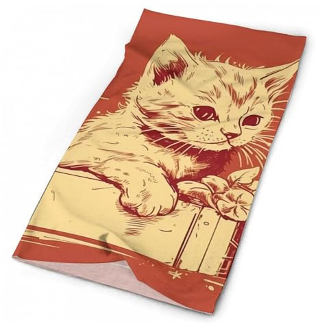 Neck Gaiter Breathable Face Mask Cat Lying on The Box Sun Protective Balaclava Sun Hoods Bandana Summer UV Protection Cooling Face Covering Head Wrap for Men Women