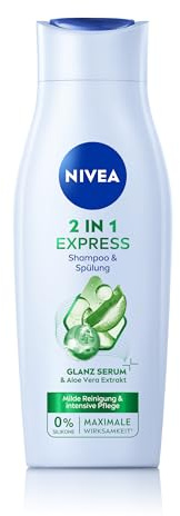 NIVEA 2in1 Express Shampoo & Spülung (400 ml), intensive Haarpflege mit Aloe Vera und Glanz Serum, Haarshampoo & Spülung für schnelle, unkomplizierte Pflege