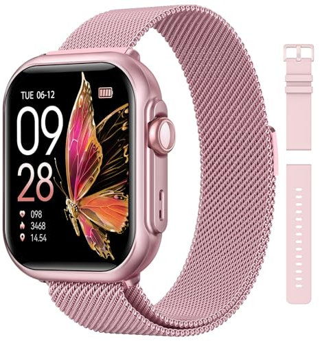 RUXINGX Smartwatch Damen mit 1000mAh Akku, 100 Tage Ultralange Standby, 1.83 Fitness Tracker Herzfrequenz/SpO2/Schlaf, 120+Sportmodi IP68 Fitnessuhr mit Telefonfunktion Schrittzähler Android/iOS Rosa