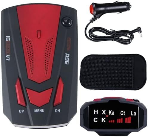 Rilevatori radar per auto: 1 pz 360° GPS Speed Police Safe 16 Band Voice Alert - 1080p HD Auto Focus Webcam con microfono (rosso)