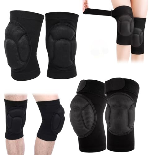 KIKAWORD 2Pairs Knee Pads Work,Thickening Knee Pads Gardening for Women and Men,Anti Slip Collision Avoidance Knee Sleeve with Straps for Work Gardening Construction Construction Flooring Sports(L)