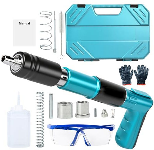 Pistola de Clavos Manual de Acero, Herramienta de Pistola Clavos Inalámbrica con 5 Ajuste de Potencia, Mini Pistola Clavadora Portátil, 40 dB Bajo Ruido, para Hormigón, Techo, Madera y Fijación Pared