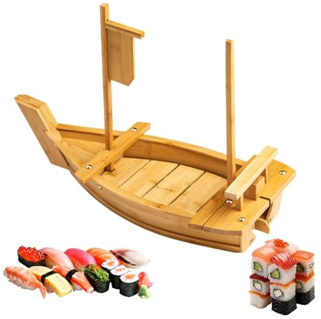 Plateau de service de bateau à Sushi en bois, assiette à Sushi japonaise, assiette Sashimi, décoration d'assiette alimentaire, ornement for la maison, Restaurant(70cm)