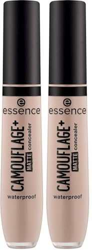 essence CAMOUFLAGE+ MATTE correttore, lunga durata, opacizzante, coprenza, opaca (8ml) (Confezione da 2)