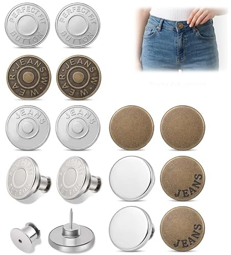 12 Boutons De Jean Sans Couture – Boutons Réglables 17mm Pour Serrer La Taille, DIY Réparation & Ajustement De Pantalon