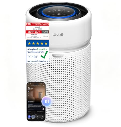 Levoit Eleva300X Purificateur d'Air, filtre HEPA contre Allergènes, Capteur | CADR 273 m³/h pour 57㎡, Capteur Intelligent PM1/2.5/10, Aperçu de l'IA pour Pollens, Ultra-silencieux 19dB