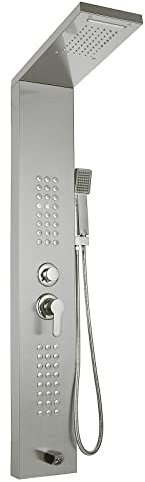 Cueffer Panel de Ducha de Acero Inoxidable Columna de Hidromasaje 5 en 1 Columna de Hidromasaje para Hogar Hotel (Separado, Plata cepillada)