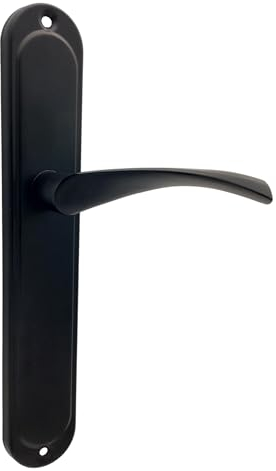 domino Türgriff Blind Drückergarnitur Langschildgarnitur Türklinke für Zimmertür, Bürotür, Kellertür & Innentür L-Form Türbeschläge aus Aluminium schwarz Türdrückergarnitur ROMANA BLACK