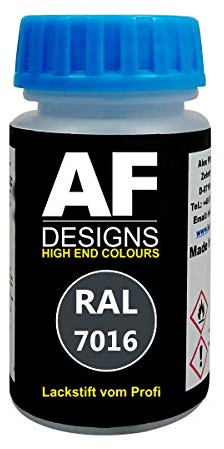 Alex Flittner Designs Stylo de retouche RAL 7016 ANTHRAZITGRAU Brillant satiné Mat 50 ML séchage Rapide Acrylique