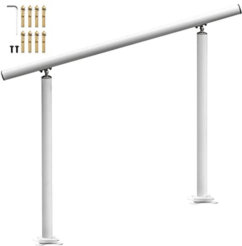 VEVOR Aluminium Stair Railing, Outside Railing, House Entrance Railing, Adjustable Angle Stair Handrail, Indoor & Outdoor Stairs for The Elderly (3 Ft, White)