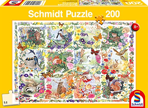 Mit Tieren und Blumen durch die Jahreszeiten. Kinderpuzzle 200 Teile