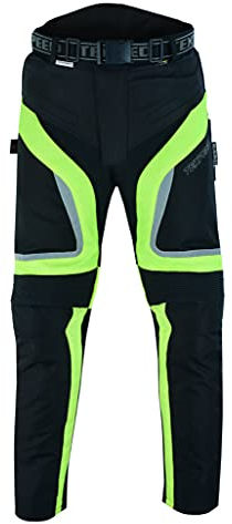 Texpeed Motorradhose Mit Protektoren Herren - Textil Wasserdicht Motorroller Motorrad Bikerin Mit Schutz Rüstung (EN 1621-1) Gelb Hi Vis - XL Taille/Kurz Bein