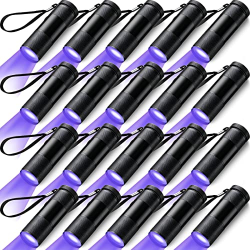 Hortsun Blacklight Flashlights Small UV Lights 395nm LED Portable Ultraviolet Light Detector Mini Flashlight Torch for House Dog Cat Pets Urine Stains Bed Bugs(20 Pcs)