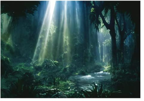 WallArena - Vlies Fototapete Wald Tropischer 3D Effekt Dschungel Grün Pflanzen 416x254 cm - Fototapeten Tapeten für Wohnzimmer Schlafzimmer Vliestapete Wandtapete Tapete 3D Effekt- inkl. Kleister