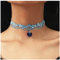 Inateannal Boho Spitze Choker Halskette Kurz Saphir Herz Anhänger Halskette Blau Herz Kristall Halskette Vintage Spitze Blume Halskette Schmuck Für Frauen Und Mädchen